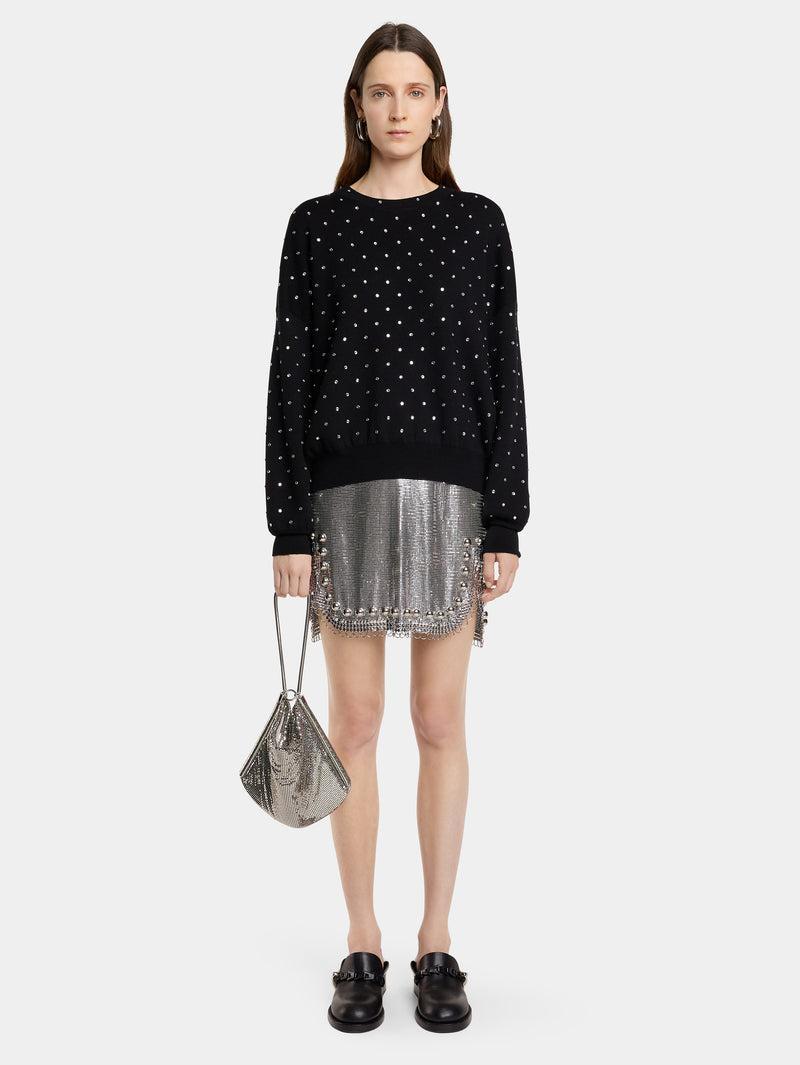 BLACK CRYSTAL-EMBELLISHED SWEATER IN WOOL Product Image