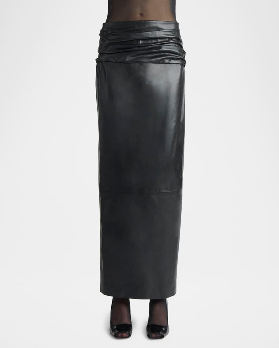 Wilner Leather Midi Skirt Product Image