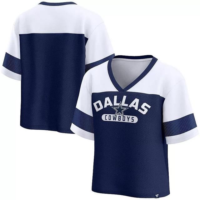 Womens Fanatics /White Dallas Cowboys Homeschool Jersey Poly V-NeckFashion Top Blue Product Image