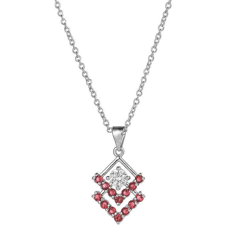 A&M Silver Tone Triangle Cubic Zirconia Pendant Necklace, Womens Product Image