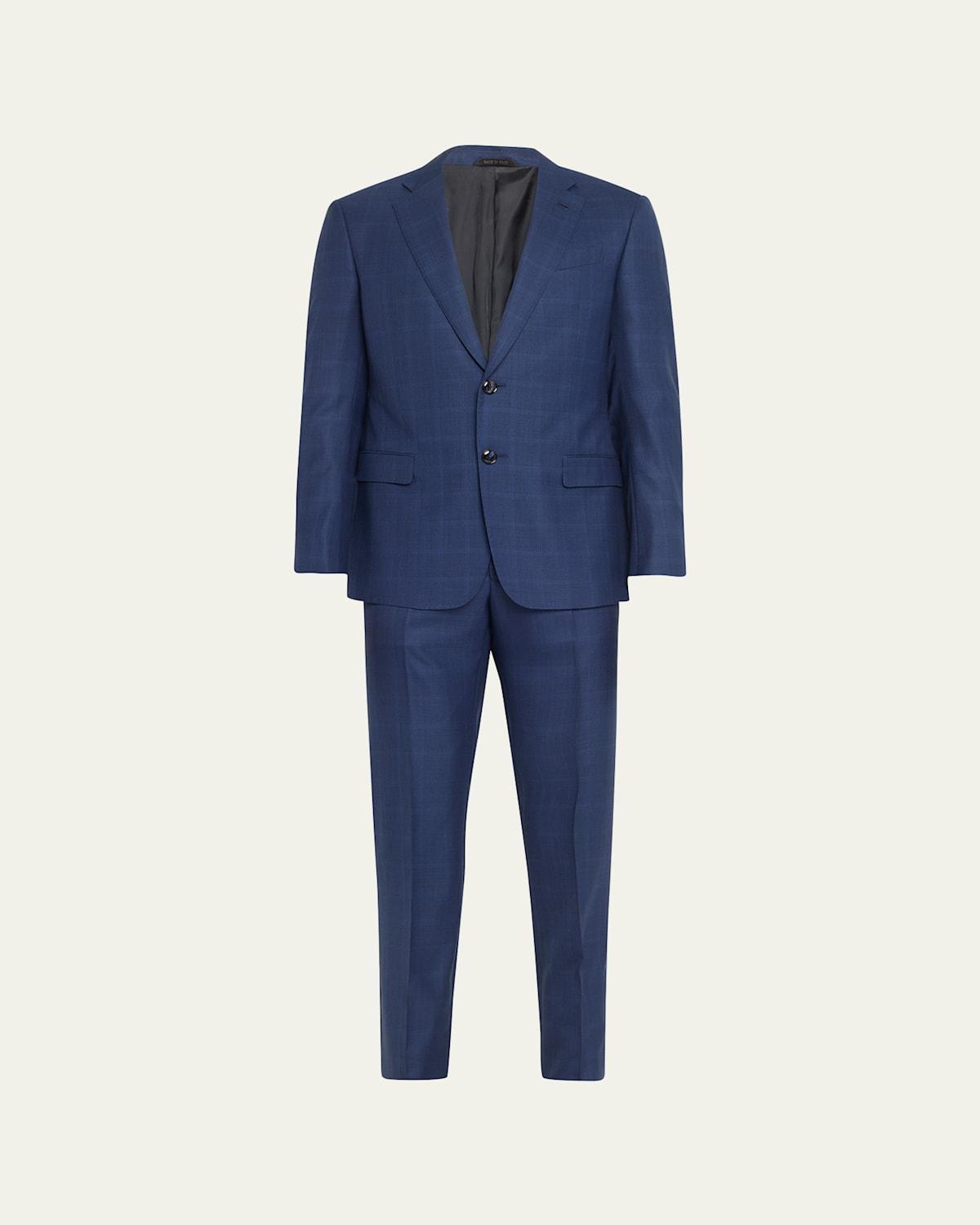 Mens Wool-Silk Windowpane Classic Fit Suit Product Image