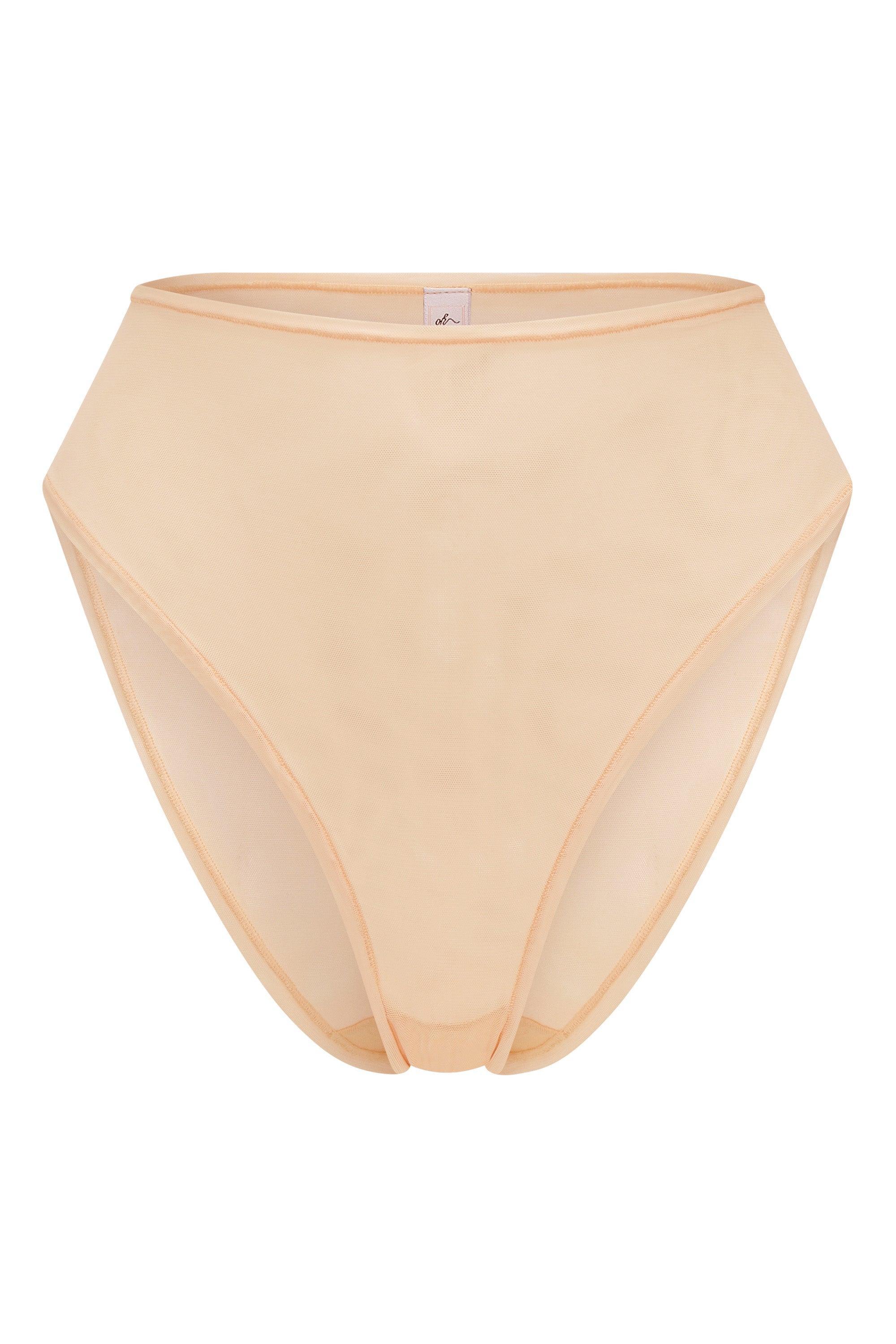 Soft Mesh High Waisted Knicker in Beige Product Image