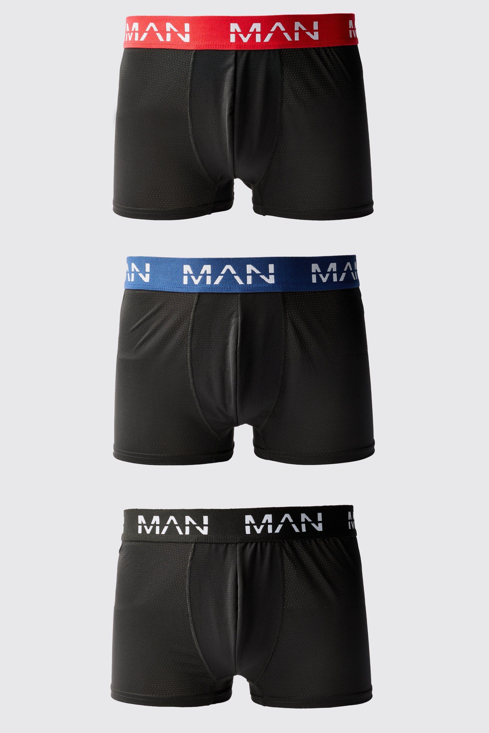 Man Active Performance 3 Pack Boxer Coloured Waistband | boohooMAN USA Product Image