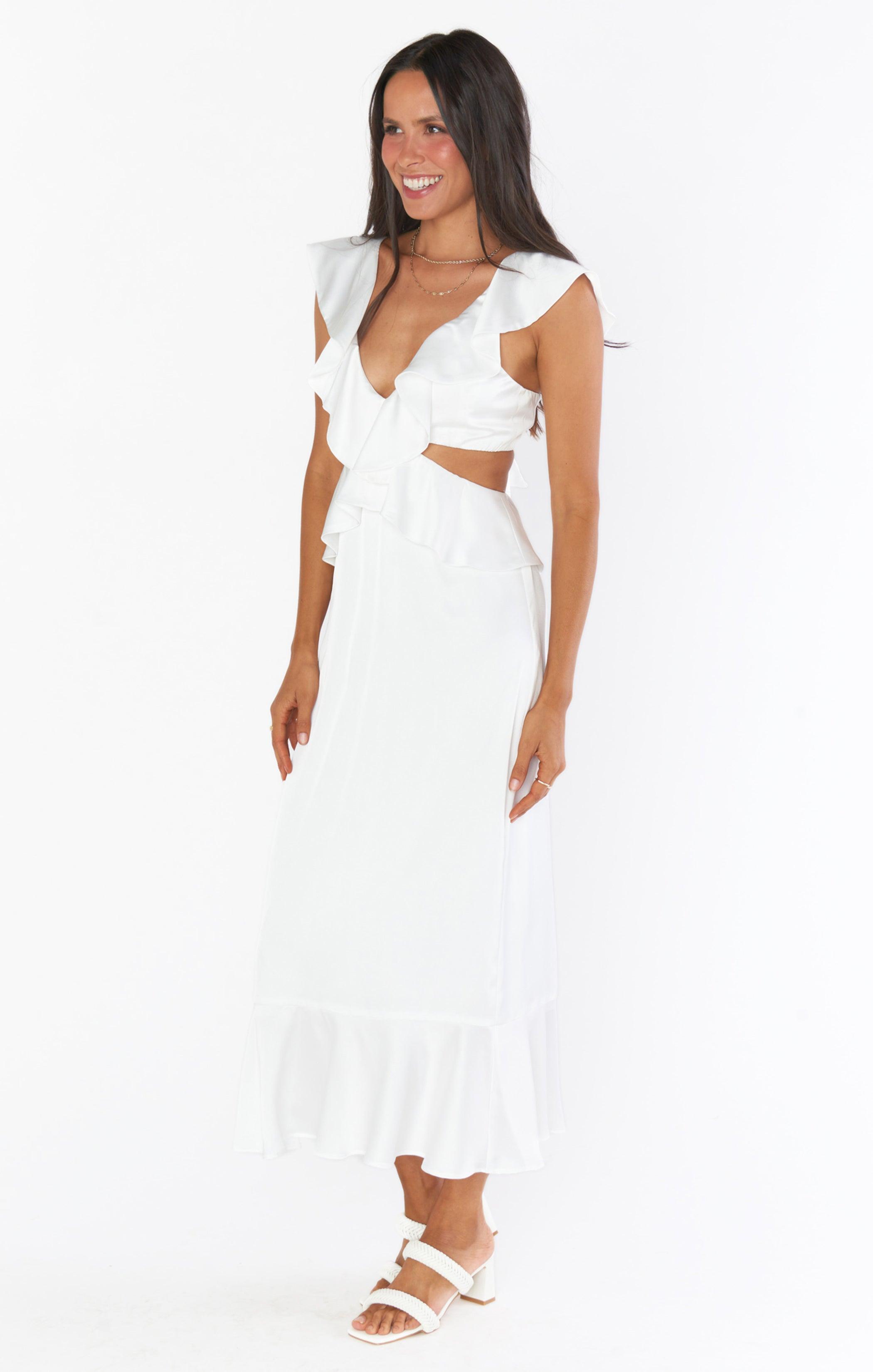 Zoey Midi Dress ~ Ivory Luxe Satin Product Image