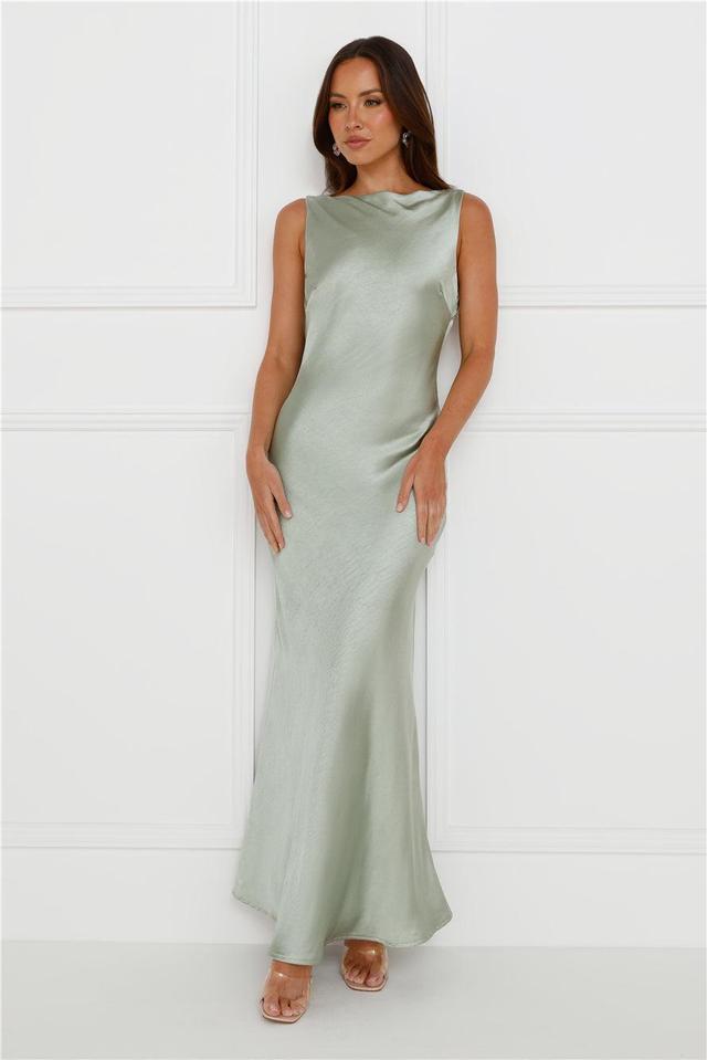 Classy Entrance Satin Slip Maxi Dress Sage Product Image