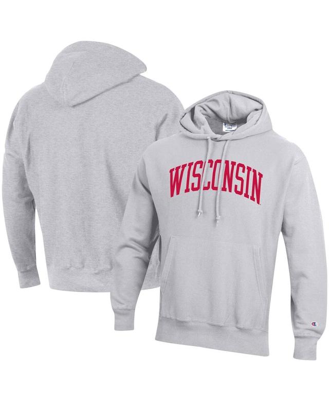 Mens Champion Heathered Gray Wisconsin Badgers Team Arch Reverse Weave Pullover Hoodie Product Image