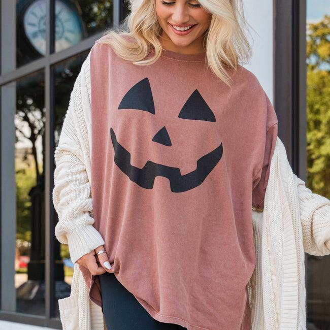 Pumpkin Face Chesnut Hyfve Oversized Graphic Tee Product Image