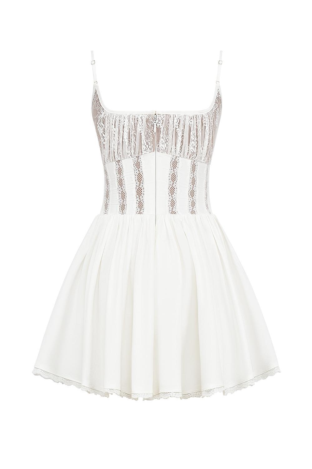 Rosaria White Cotton Corset Mini Dress Product Image