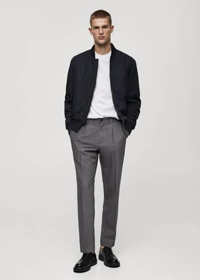 MANGO MAN - Regular-fit pleated flowy pants greyMen Product Image