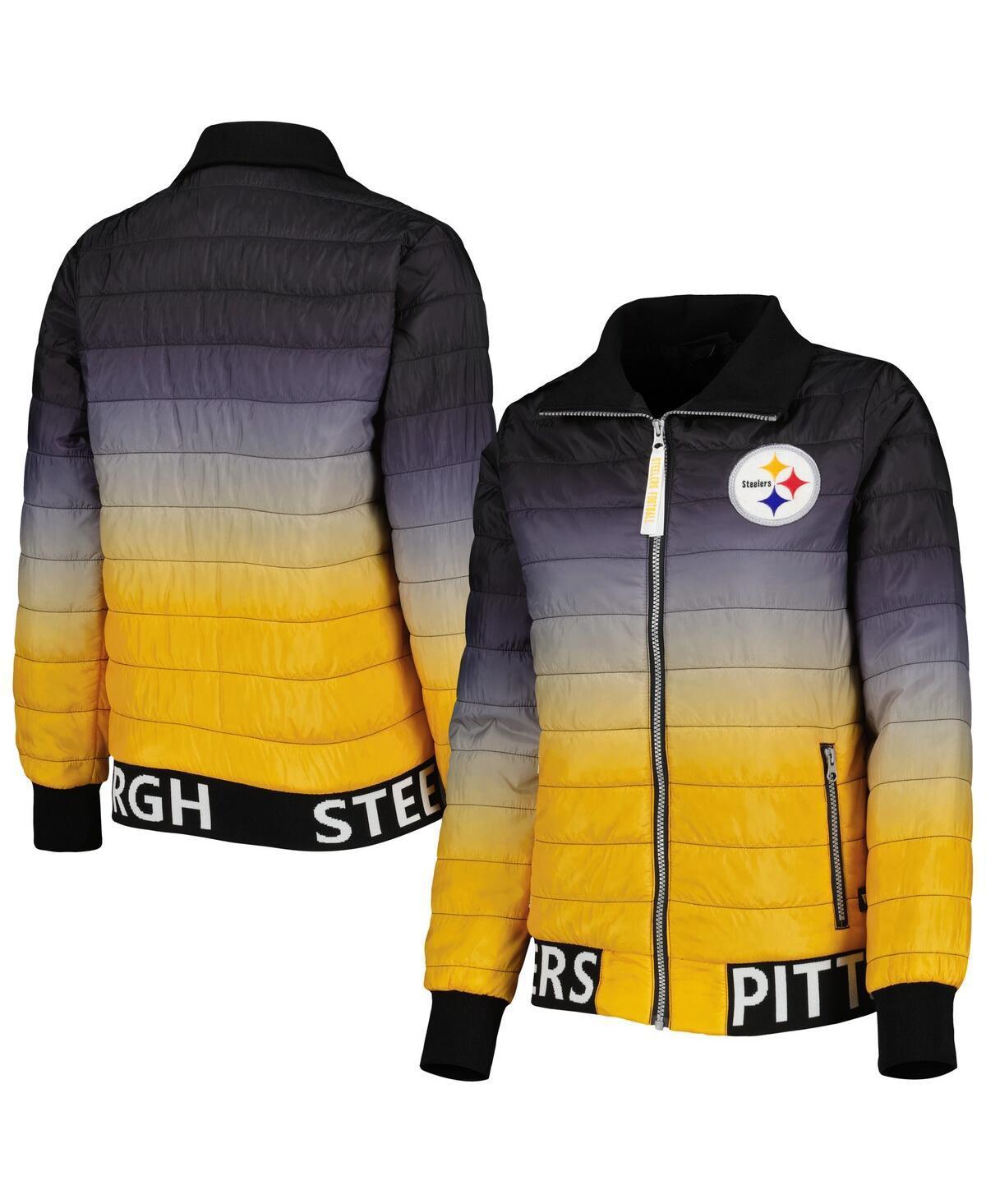 Womens The Wild Collective Black Pittsburgh Steelers Color Block Full-Zip Puffer Jacket - Black Product Image