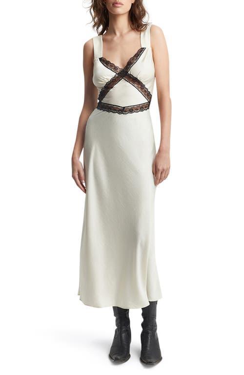 Bardot Emory Lace Trim Cutout Satin Midi Slipdress Product Image