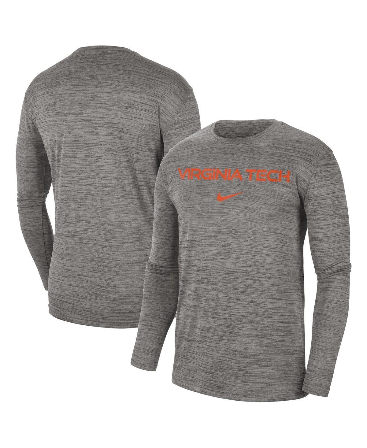 Mens Nike Heather Gray Virginia Tech Hokies Team Velocity Performance Long Sleeve T-Shirt Product Image