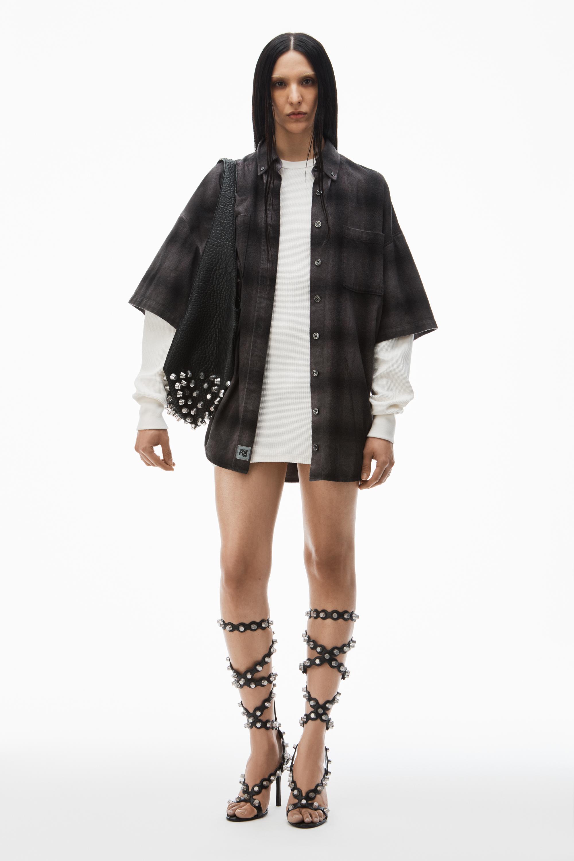 Pre-styled Shadow Plaid Shirtdress Product Image