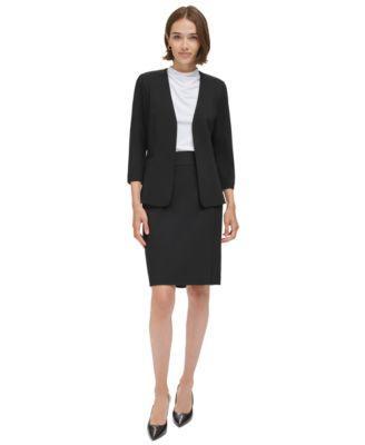 Calvin Klein Womens Open Front Blazer Faux Wrap Pencil Skirt Product Image