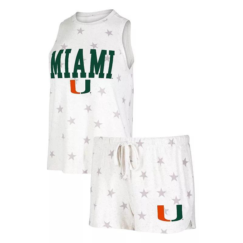 Womens Concepts Sport Cream Miami Hurricanes Agenda Stars Tank Top and Shorts Sleep Set Product Image