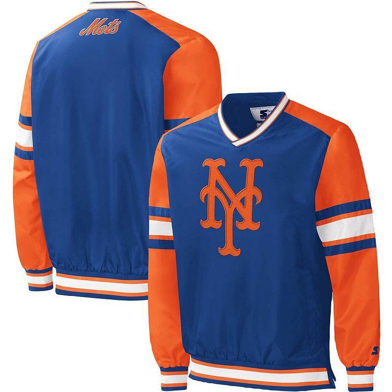 Mens Starter Royal New York Mets Yardline V-Neck Pullover Windbreaker Product Image