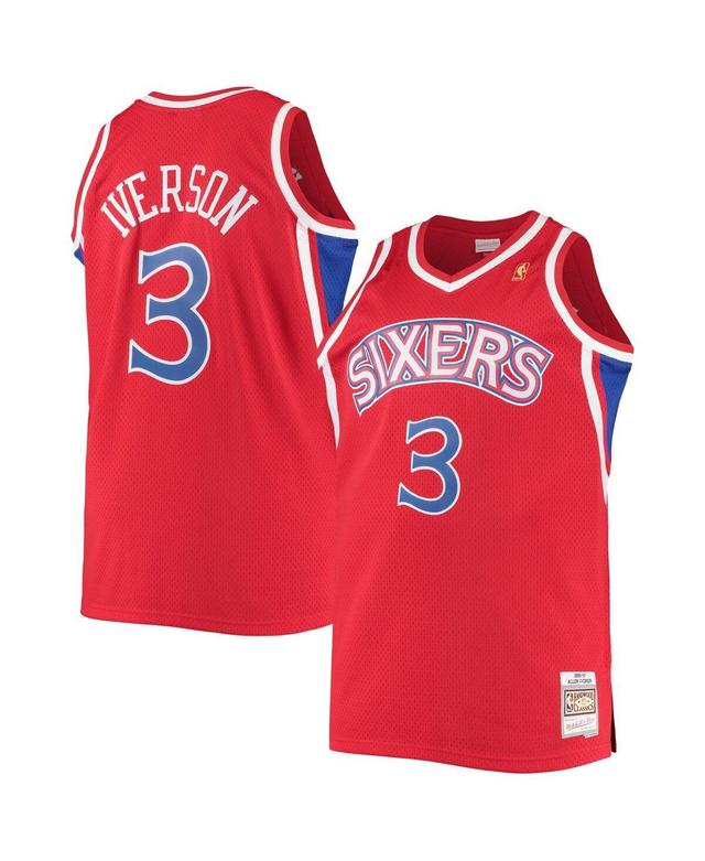 Mens Allen Iverson Red Philadelphia 76ers Big and Tall Hardwood Classics Swingman Player Jersey - Red Product Image