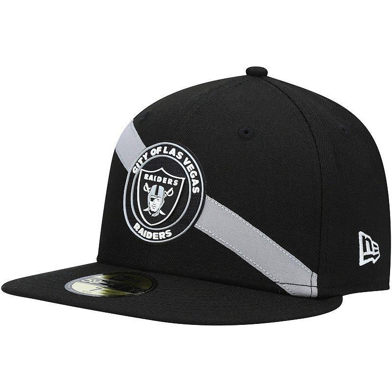 Mens New Era Black Las Vegas Raiders Stripe 59FIFTY Fitted Hat Product Image