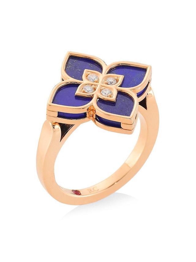 Womens Venetian Princess 18K Rose Gold, Lapis Lazuli & Diamond Ring Product Image