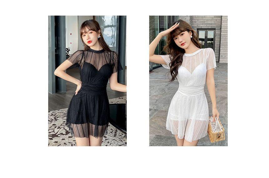 Short-Sleeve Mesh Swimdress Product Image