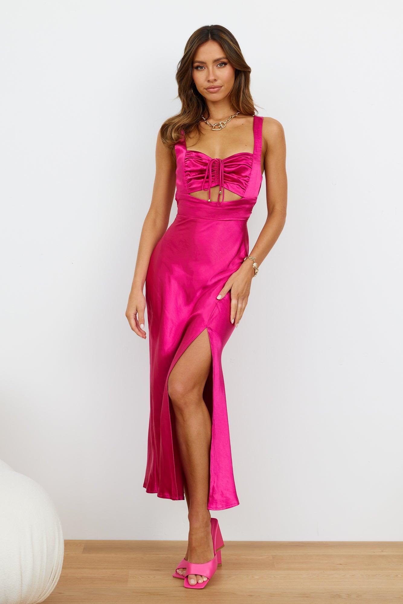 How Bout You Midi Dress Hot Pink Product Image