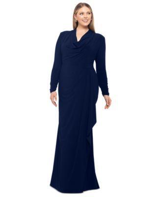 Plus Size Cowlneck Side-Draped Dress Product Image