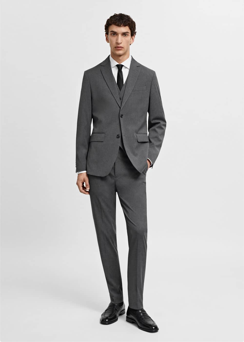 MANGO MAN - Stretch fabric slim-fit suit pants greyMen Product Image