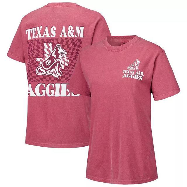 Womens Maroon Texas A&M Aggies Comfort Colors Checkered Mascot T-Shirt Product Image