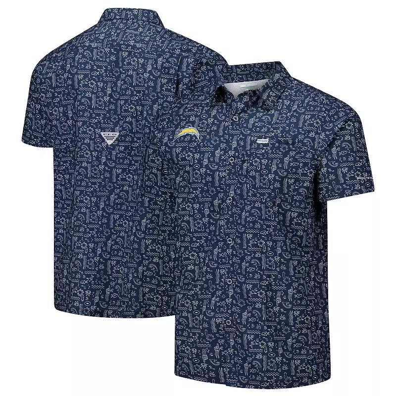 Mens Columbia PFG Los Angeles Chargers Super Slack Tide Omni-Wick Button-Up Shirt Blue Product Image