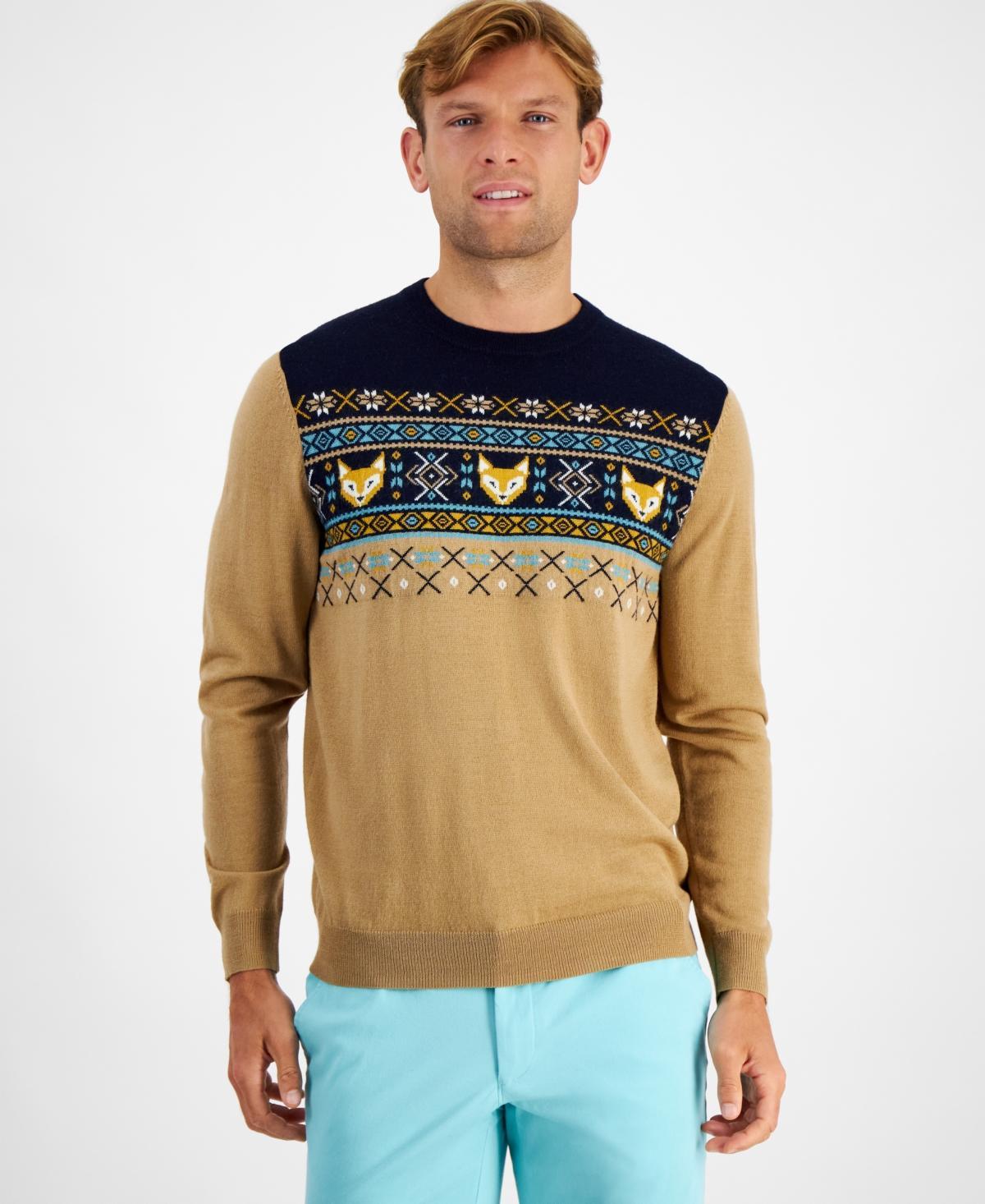 Club Room Mens Fox-Pattern Merino Crewneck Sweater, Created for Macys Product Image