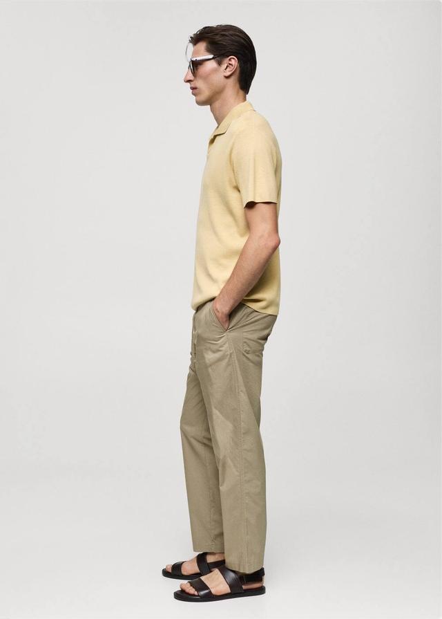 MANGO MAN - Drawstring cotton trousers mink greyMen Product Image