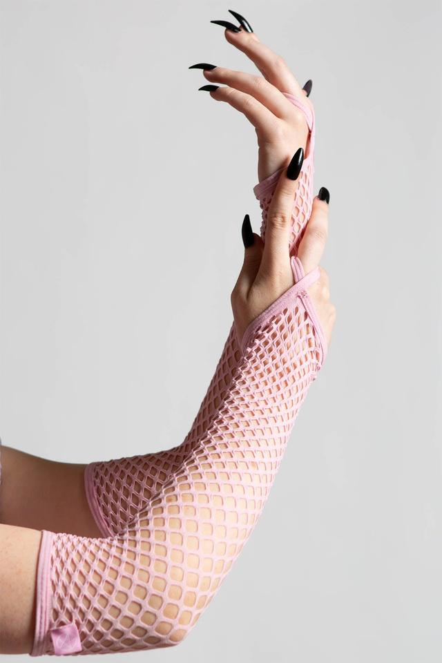 Possess Me Fishnet Gloves [PASTEL PINK] Female Product Image