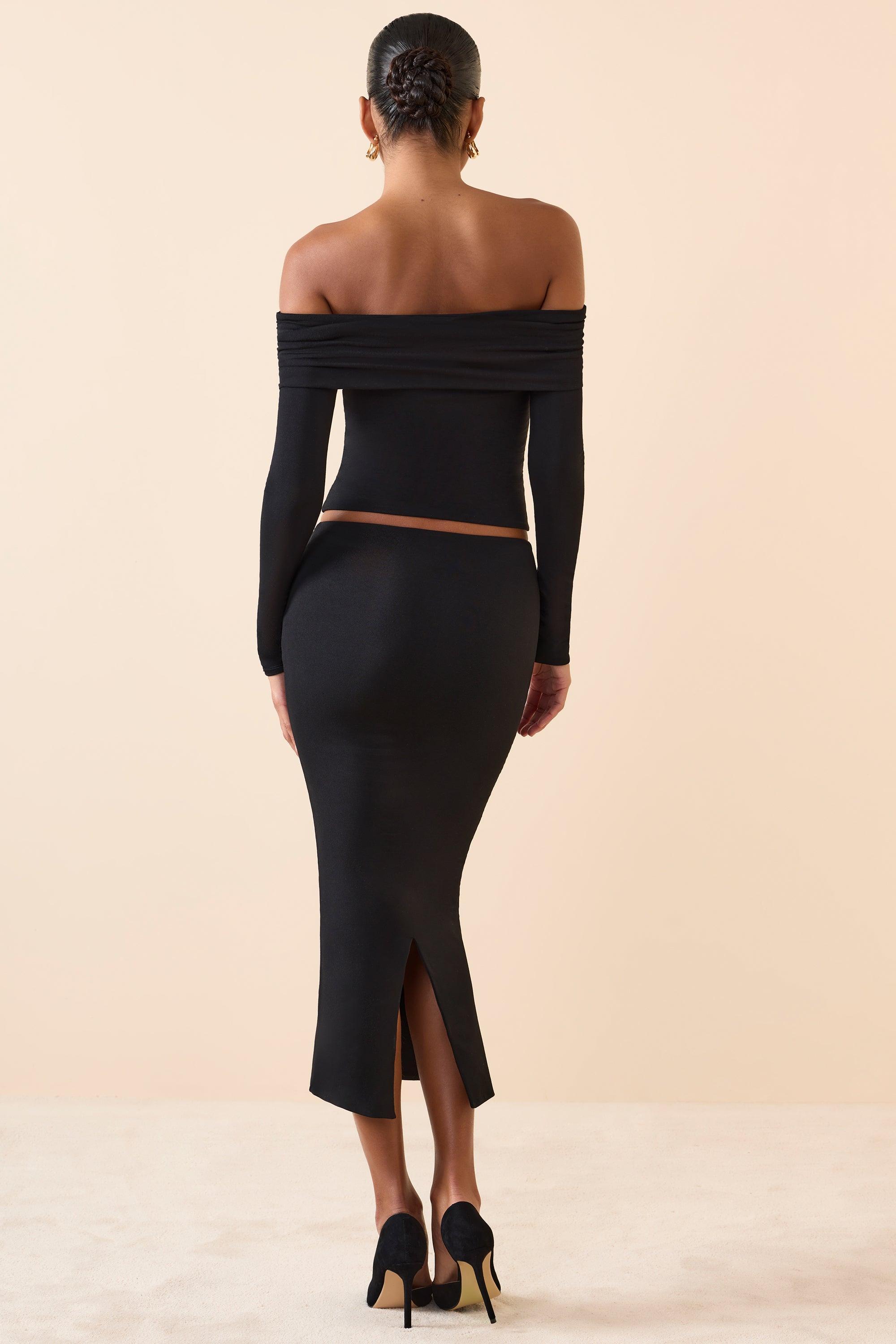 Modal Mid-Rise Midaxi Skirt in Black Product Image