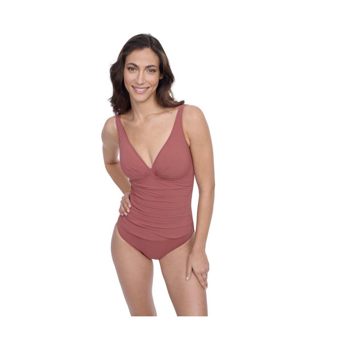 Women's Iota Ruched V-Neck One Piece Swimsuit Product Image