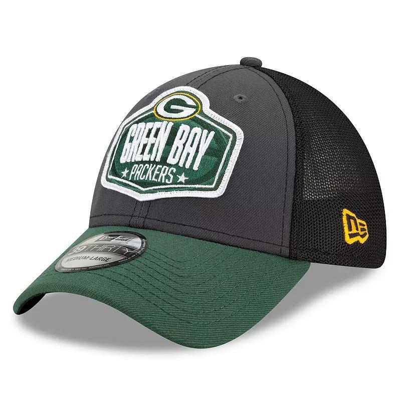 Mens New Era Graphite/Green Green Bay Packers 2021 NFL Draft Trucker 39THIRTY Flex Hat Product Image