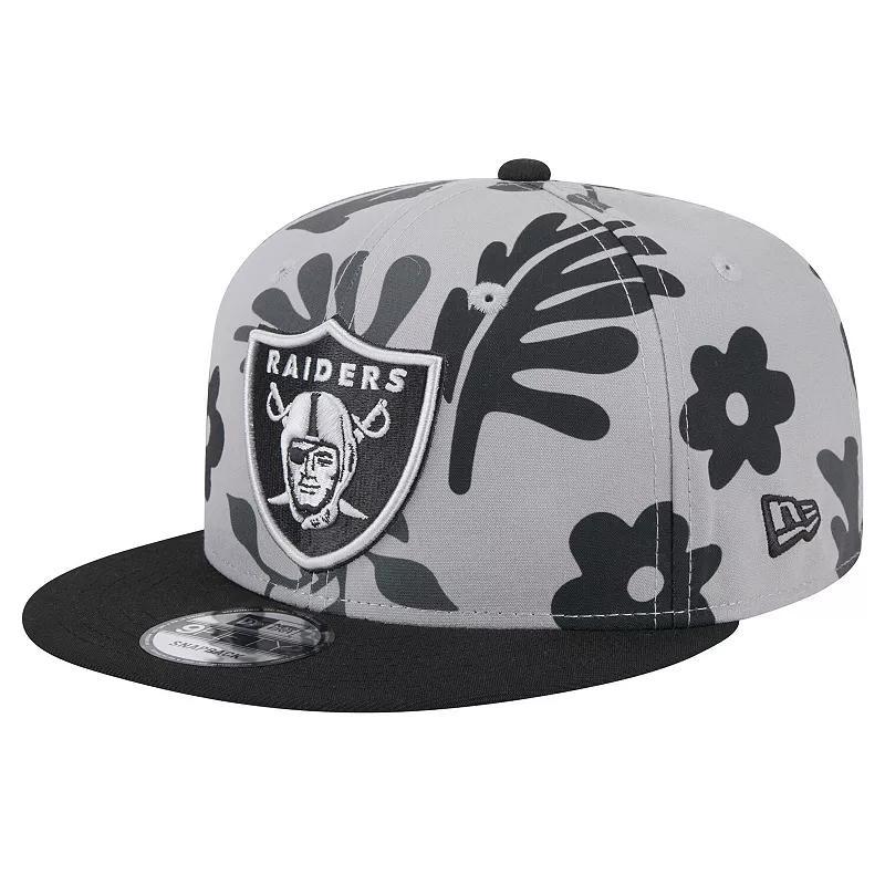 Mens New Era Silver Las Vegas Raiders Leafy 9FIFTY Snapback Hat Product Image