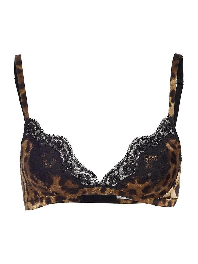 Womens Leopard Silk-Blend Triangle Bra Product Image