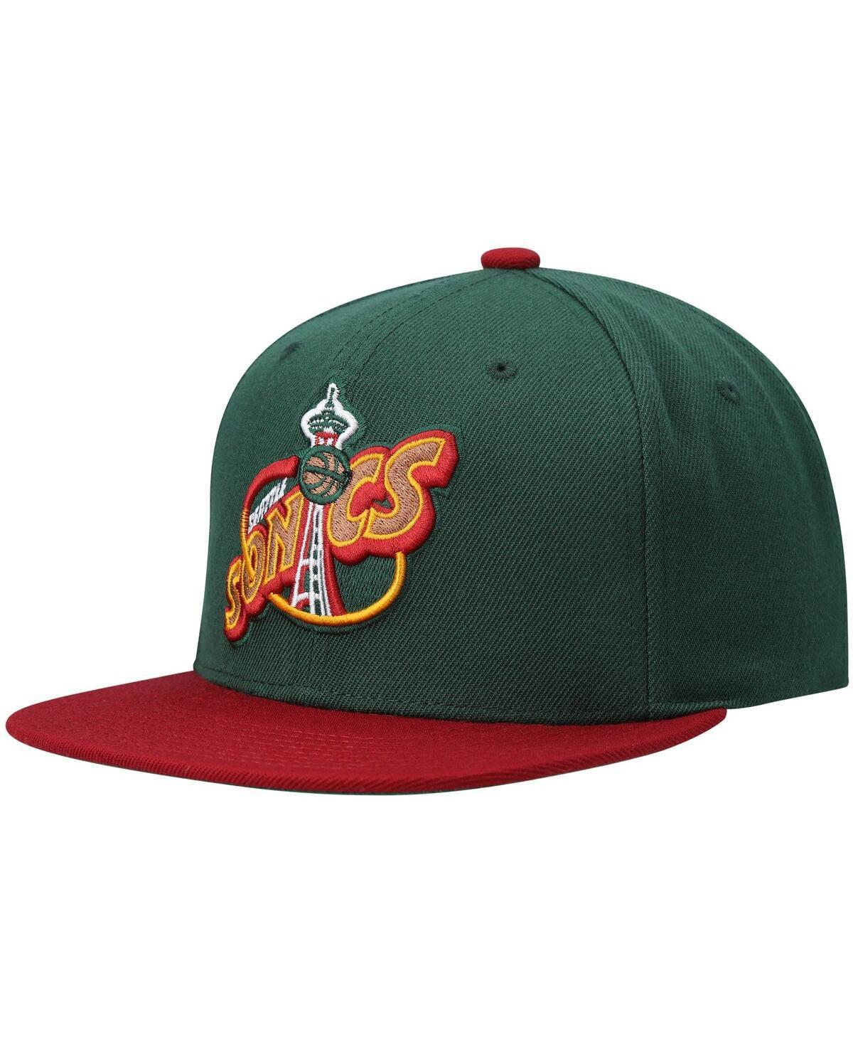 Mens Mitchell & Ness Green Seattle Supersonics Hardwood Classics Team Two-Tone 2.0 Snapback Hat - Green Product Image