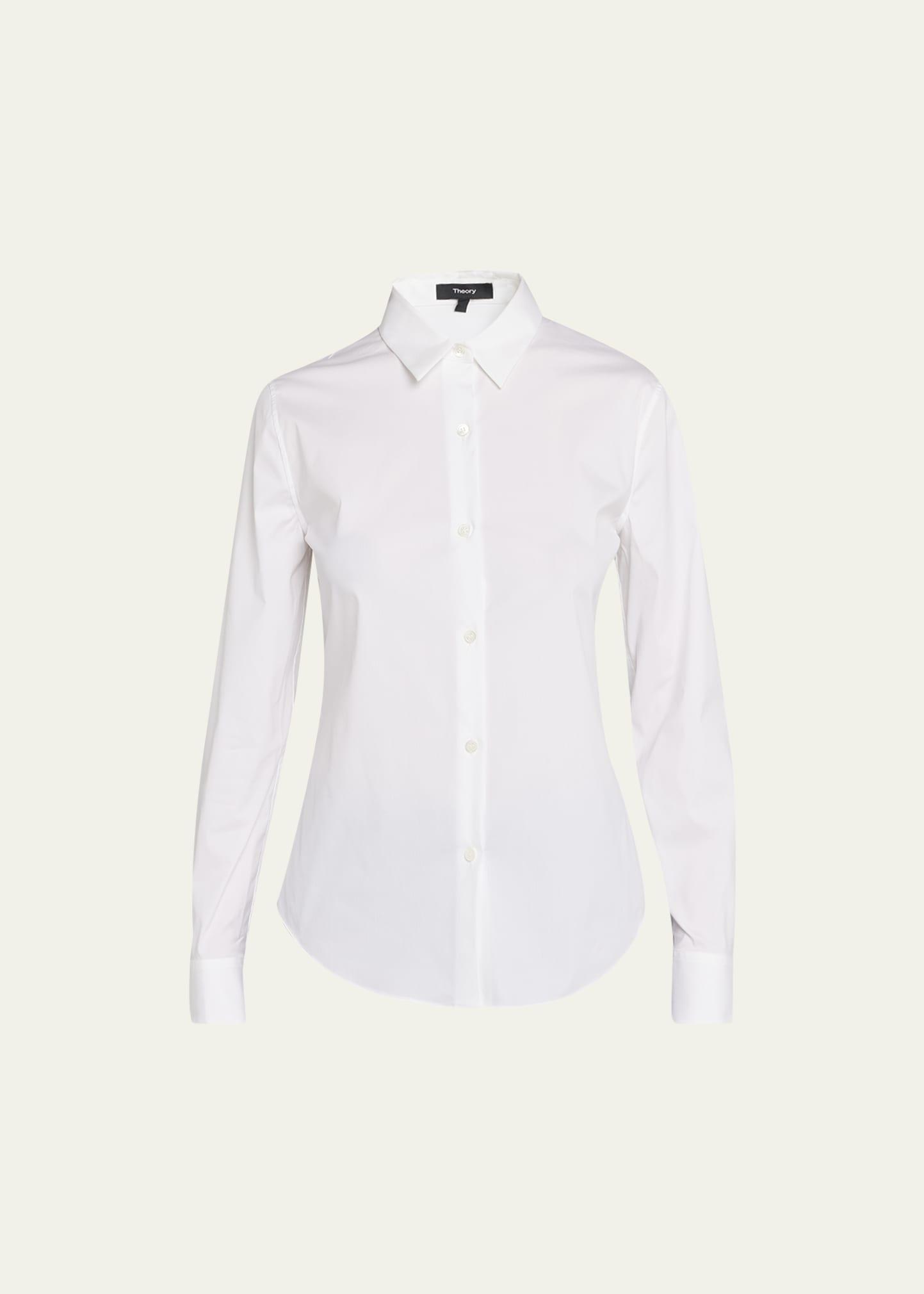 Theory Tenia Cotton Blend Blouse Product Image