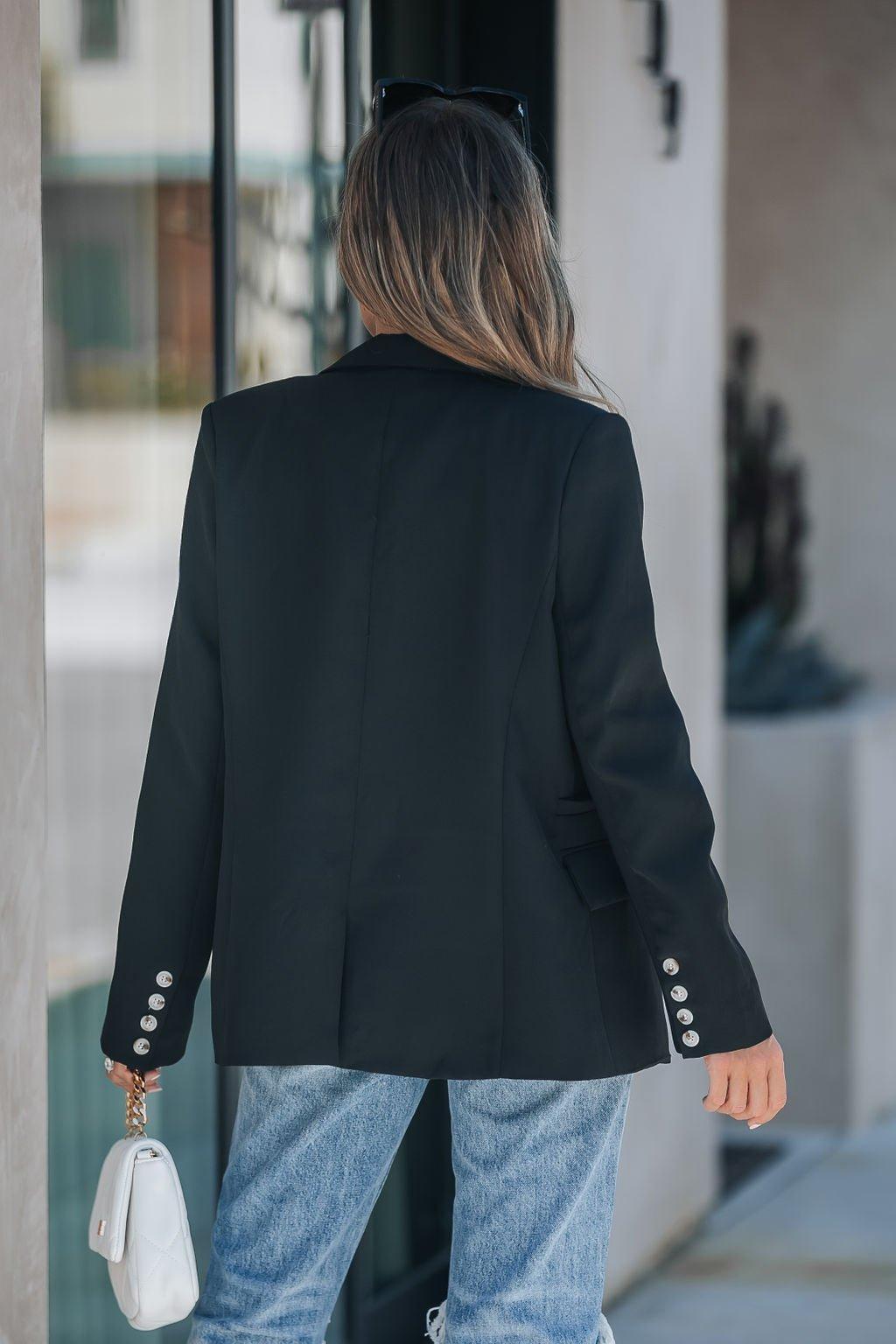 Detailed Button Sleeve Blazer - Black - FINAL SALE Product Image