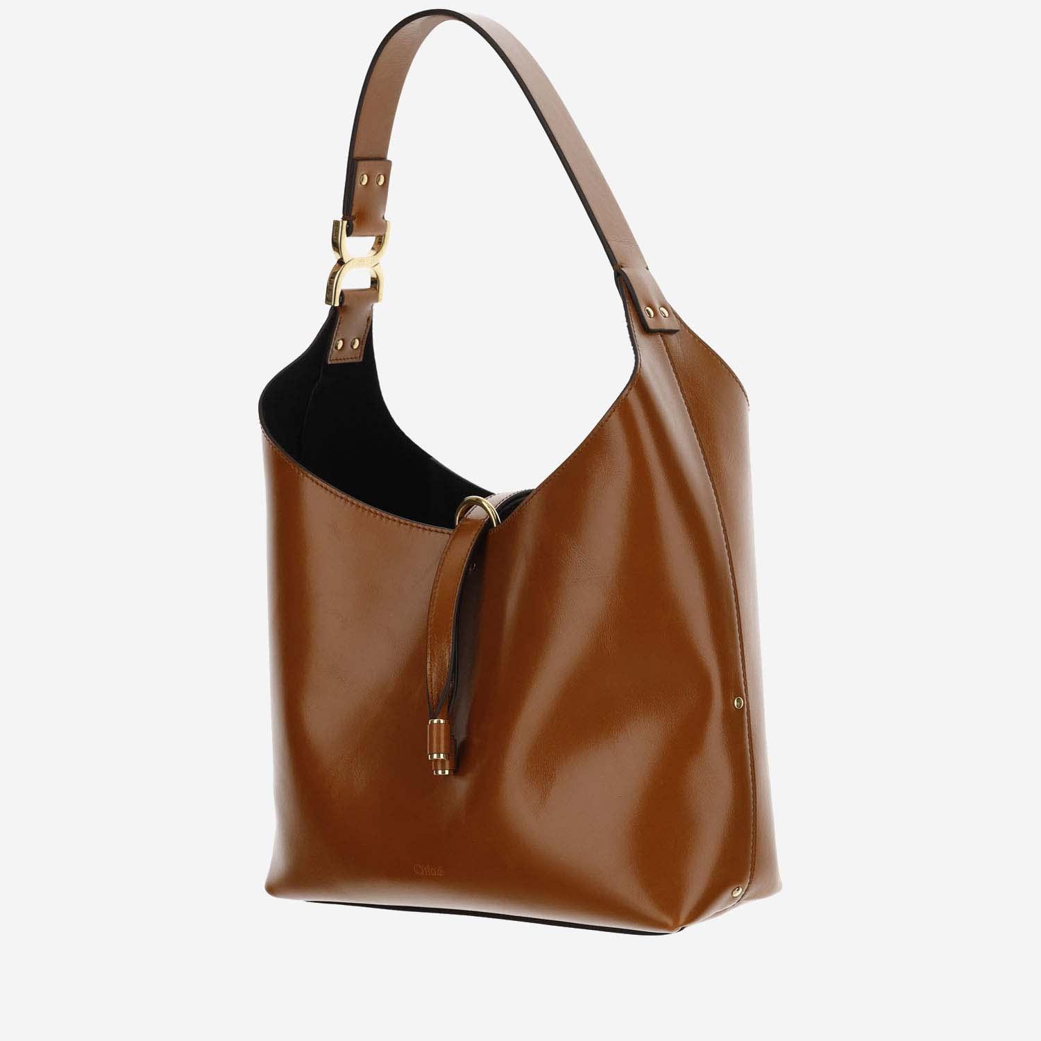 Marcie Small Leather Hobo Bag In Brown Product Image