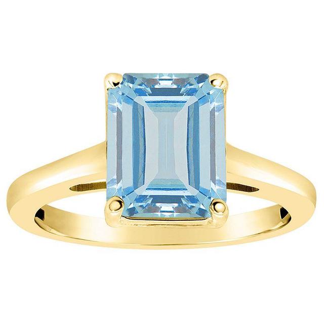 Alyson Layne 14k Gold Emerald Cut Sky Blue Topaz Solitaire Ring, Womens Product Image