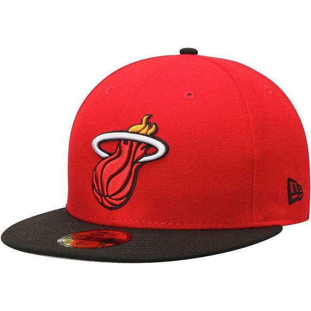 Mens New Era /Black Miami Heat Official Team Color 2Tone 59FIFTY Fitted Hat Product Image