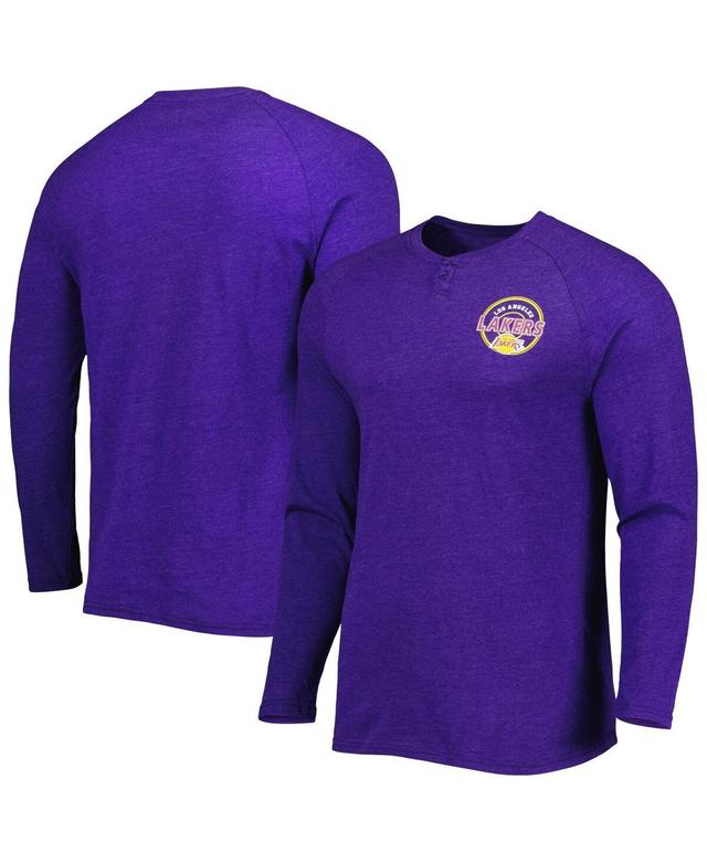 Mens Concepts Sport Heathered Purple Los Angeles Lakers Left Chest Henley Raglan Long Sleeve T-Shirt Product Image