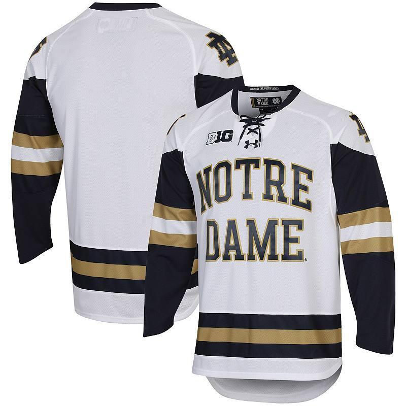 Mens White Notre Dame Fighting Irish Ua Replica Hockey Jersey - White Product Image