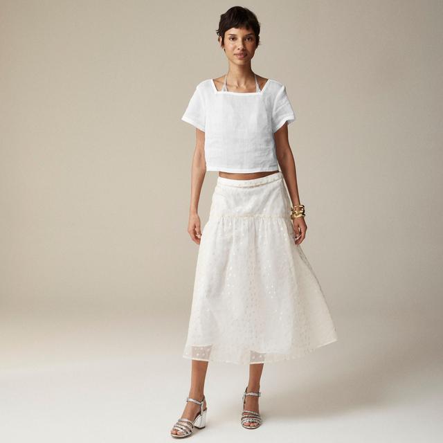 Maryam Nassir Zadeh X J.Crew drop-waist skirt in embroidered silk organza Product Image