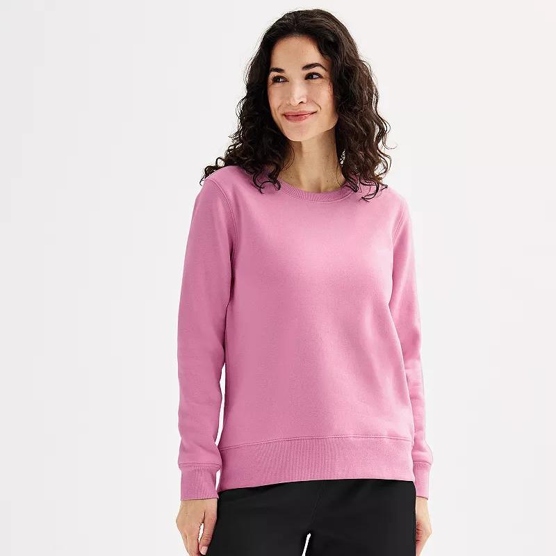 Petite Tek Gear Ultrasoft Fleece Crewneck Pullover, Womens Pink Grigio Product Image