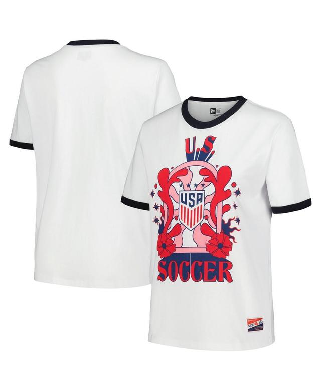 Womens 5th & Ocean by New Era White Uswnt Throwback Ringer T-shirt Product Image