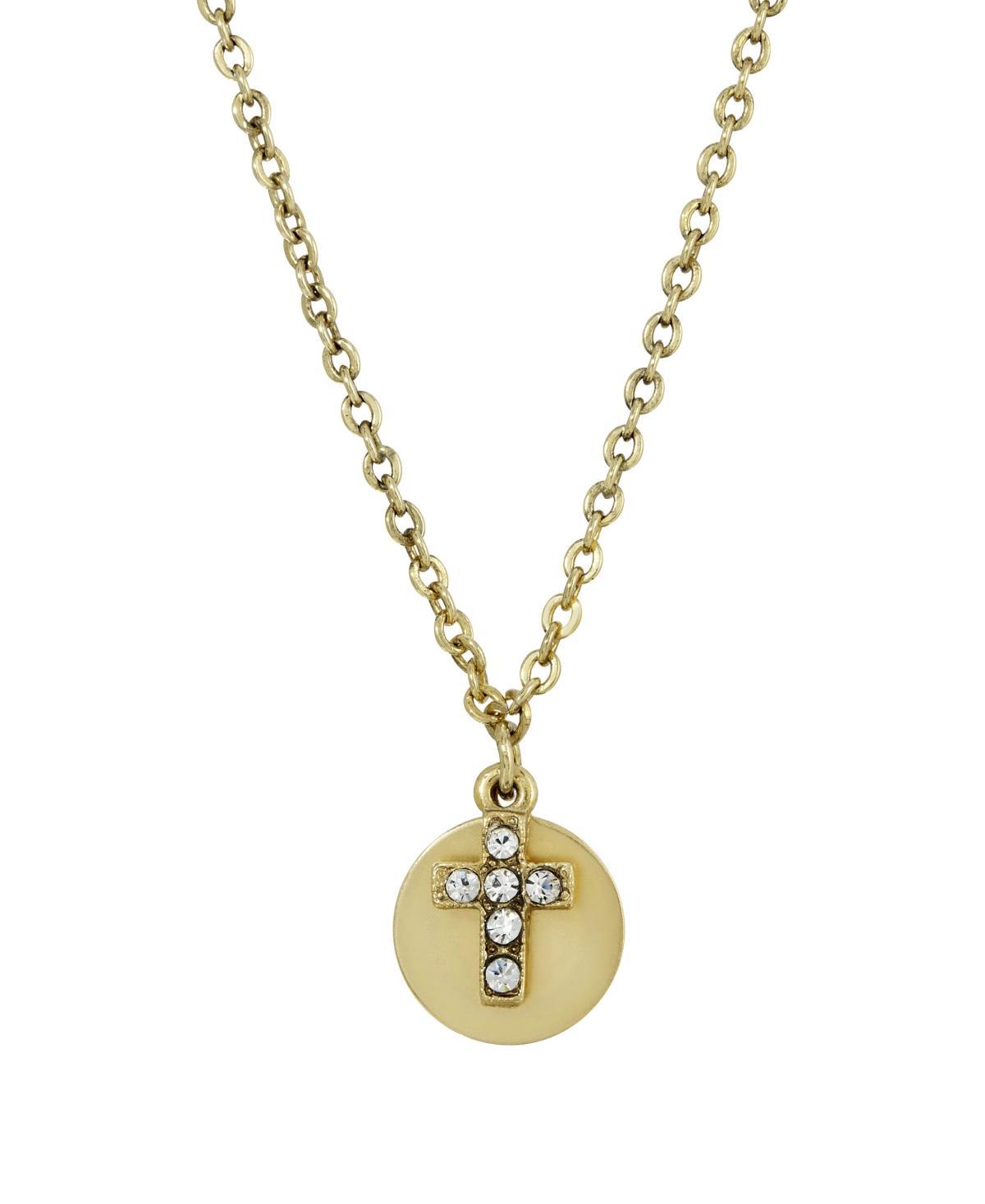 Symbols of Faith Cross Disc Necklace, Womens, Gold Product Image