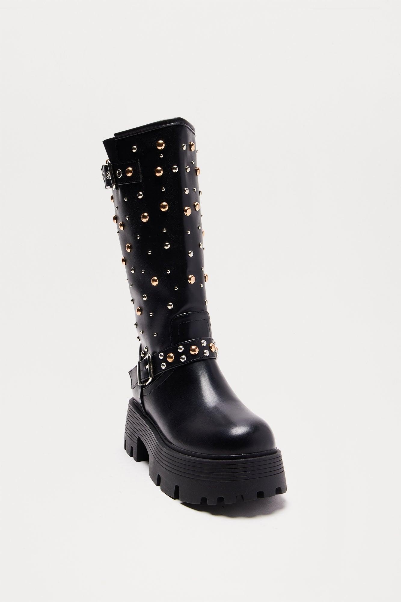 Maddox Studded Boots - Black Product Image